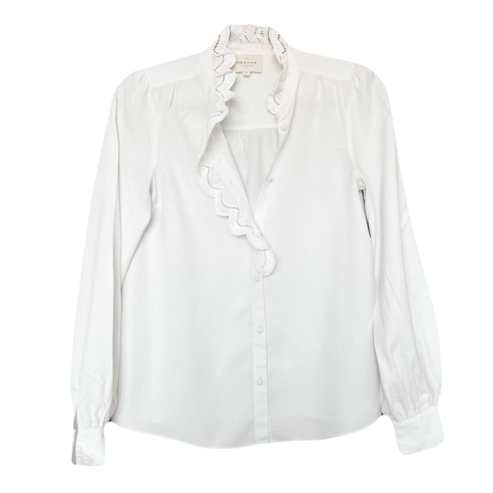 NWT Sezané Chloé Long Sleeve Silk Blouse in Ecru